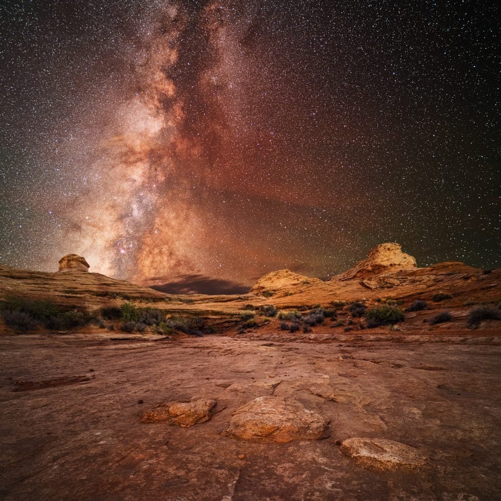 Night image of the Milky Way at Page Arizona on the Slick Rock